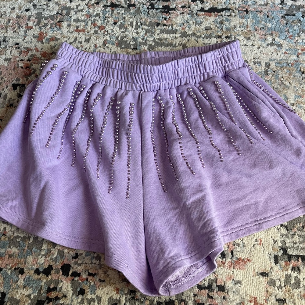 Queen of Sparkles Lavender Pearl Shorts